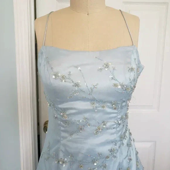 Elegant Ice Blue Sequins Beaded Ball Gown,Tulle Layered A Line Prom Dress Y7931 - Image 3