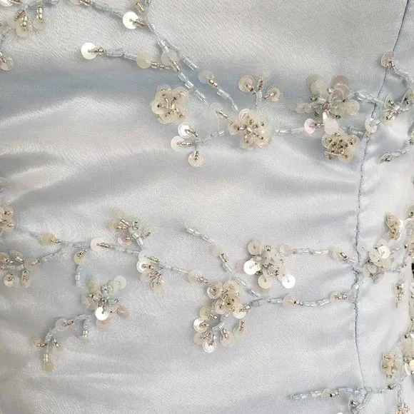 Elegant Ice Blue Sequins Beaded Ball Gown,Tulle Layered A Line Prom Dress Y7931 - Image 4