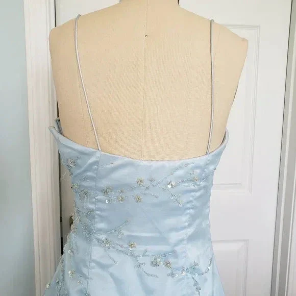 Elegant Ice Blue Sequins Beaded Ball Gown,Tulle Layered A Line Prom Dress Y7931 - Image 5