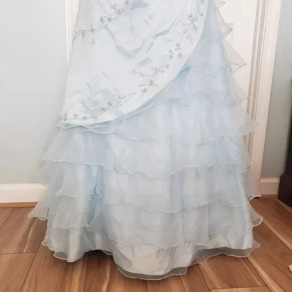 Elegant Ice Blue Sequins Beaded Ball Gown,Tulle Layered A Line Prom Dress Y7931 - Image 6