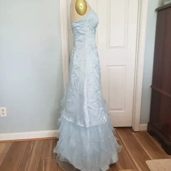 Elegant Ice Blue Sequins Beaded Ball Gown,Tulle Layered A Line Prom Dress Y7931 - Image 7