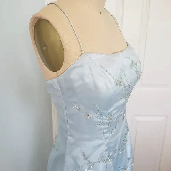 Elegant Ice Blue Sequins Beaded Ball Gown,Tulle Layered A Line Prom Dress Y7931 - Image 9