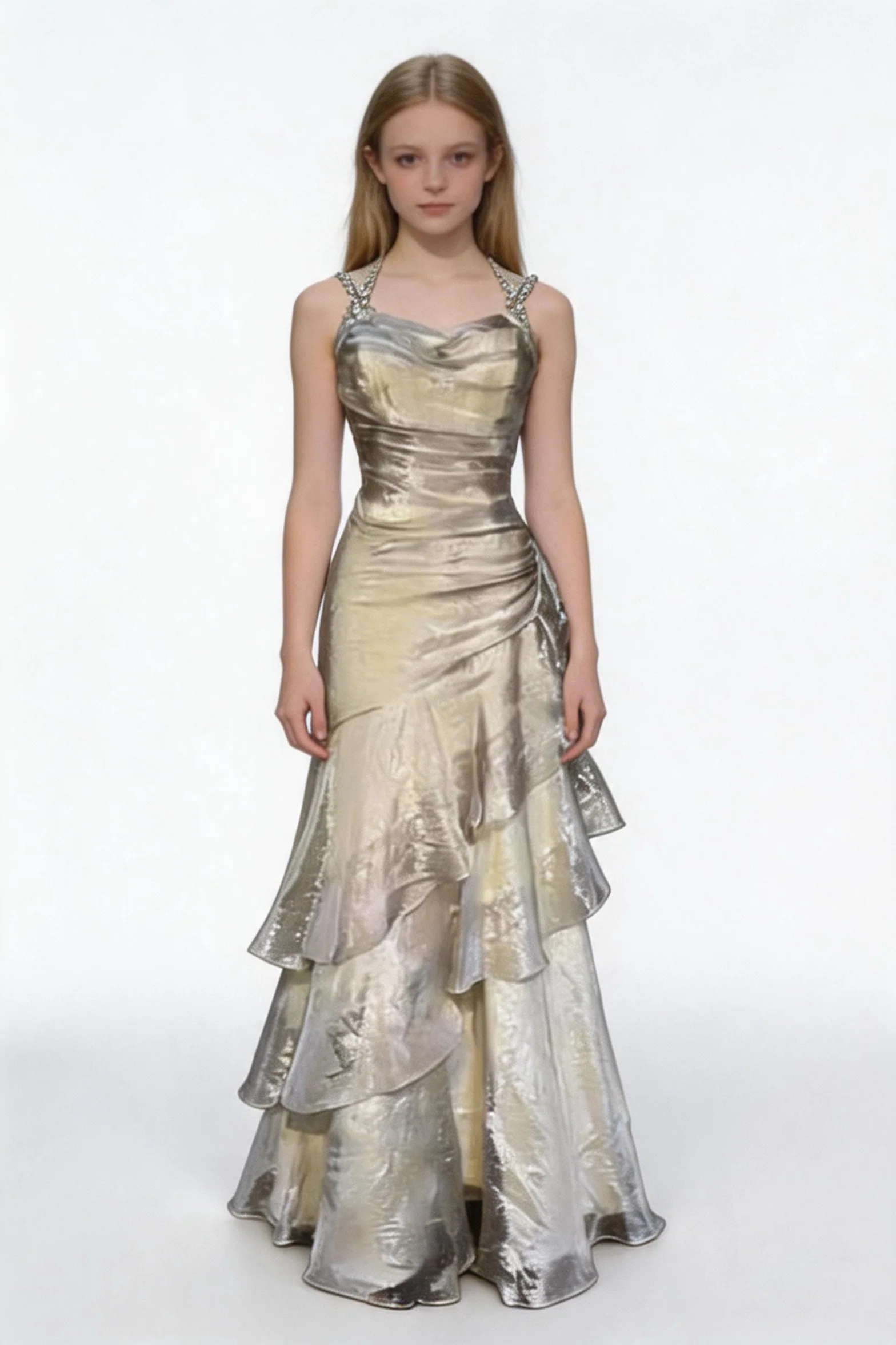 Elegant Layered A Line Evening Dress Long Prom Dress Y7776 - Image 2