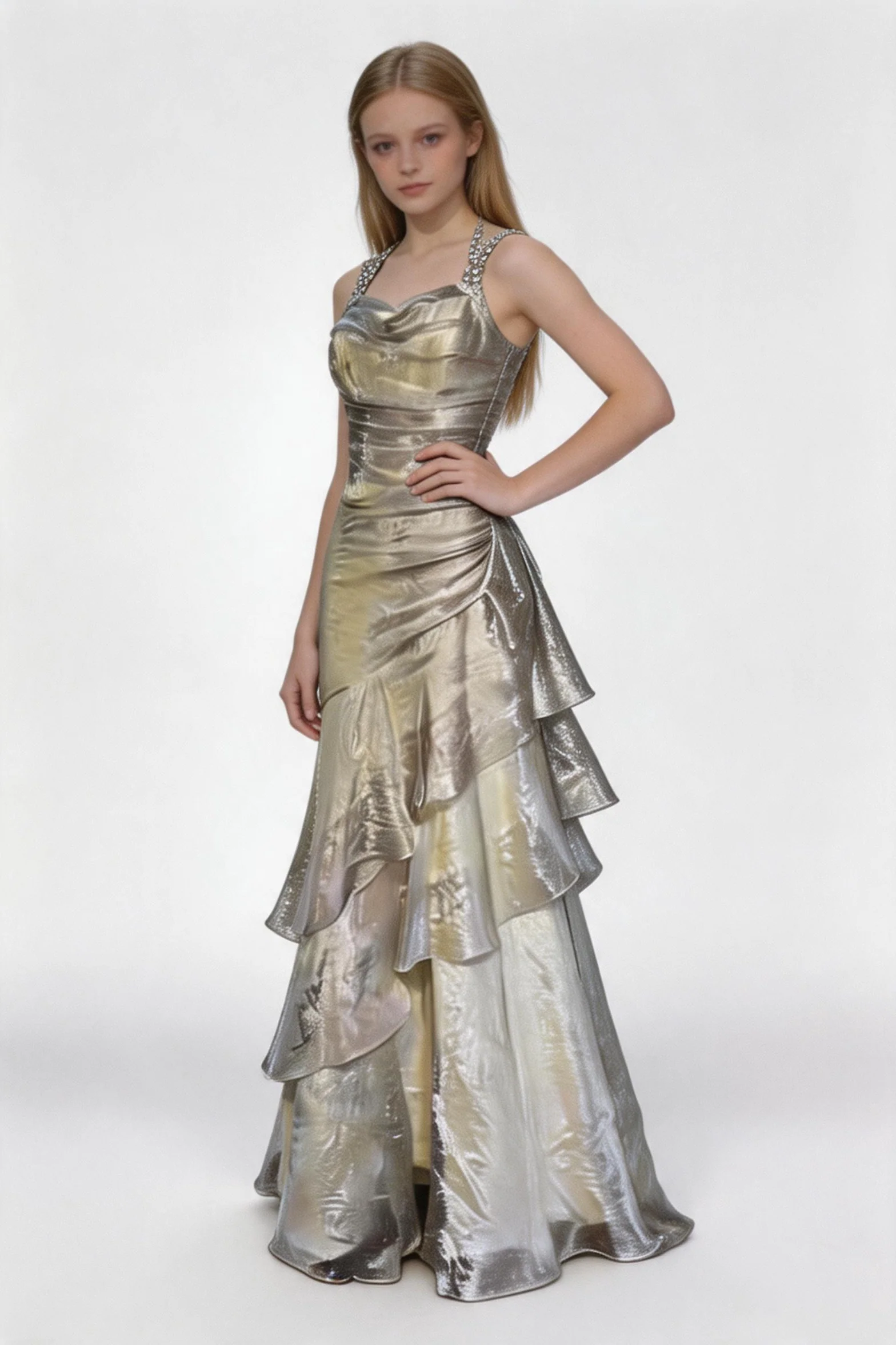 Elegant Layered A Line Evening Dress Long Prom Dress Y7776 - Image 4