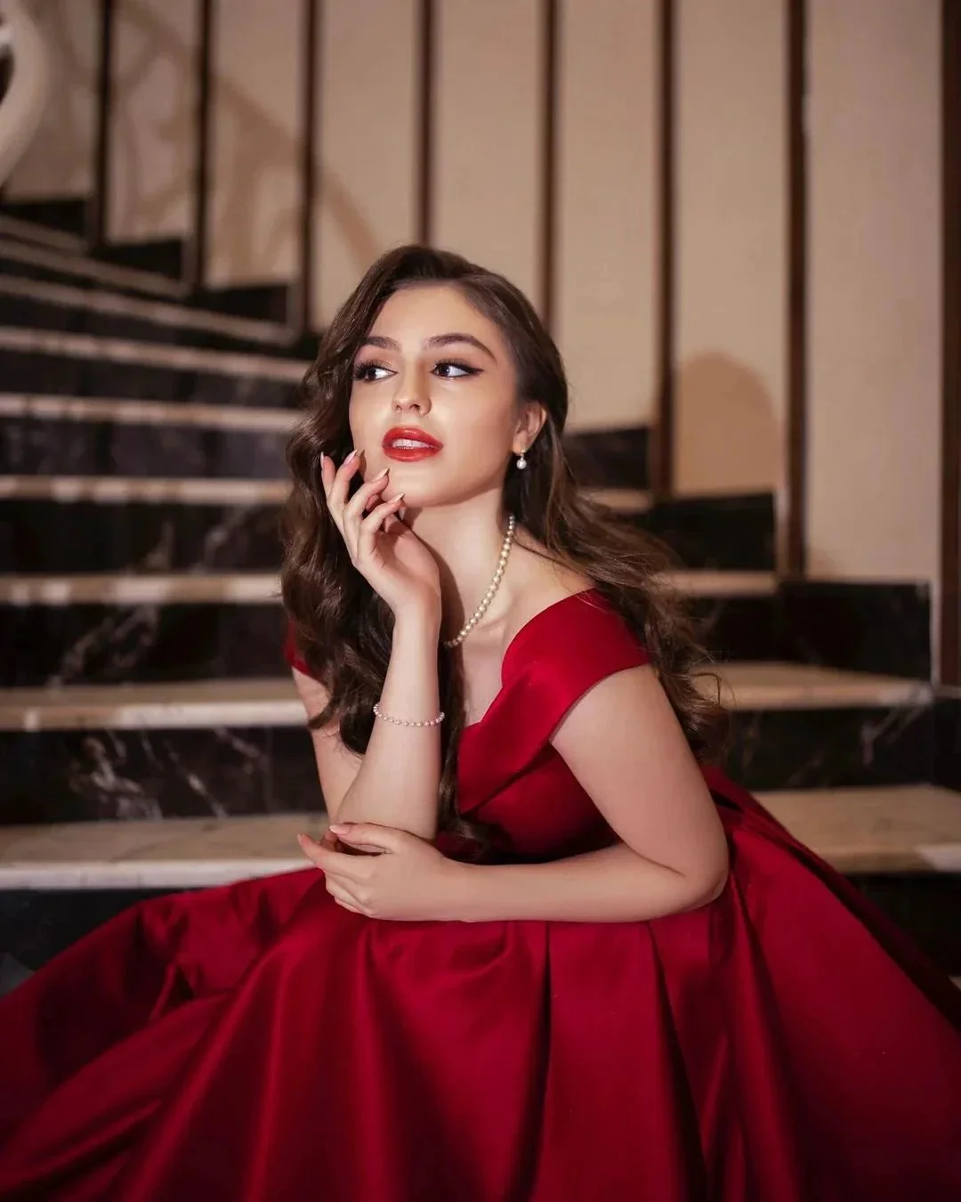 Elegant Long A-line Off-the-shoulder Satin Red Prom Dress - Image 8