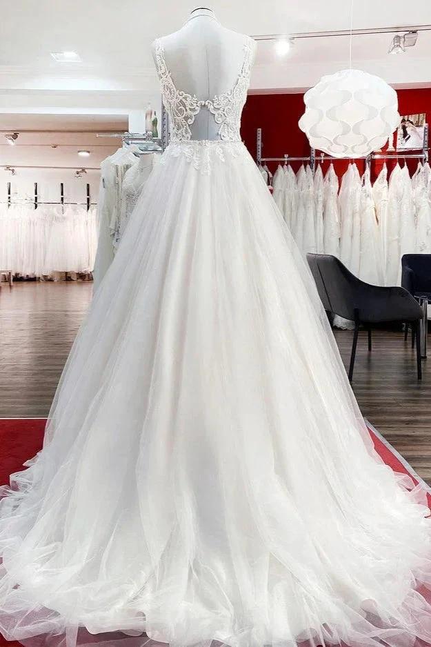 Elegant Long A-line Princess Tulle Sweetheart Ruffles Wedding Dress - Image 2