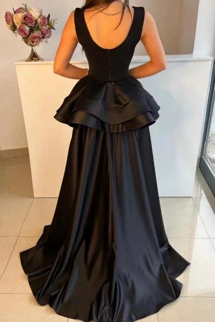 Elegant Long Black Evening Dresses Simple Drom Dresses With Detachable Train - Image 2