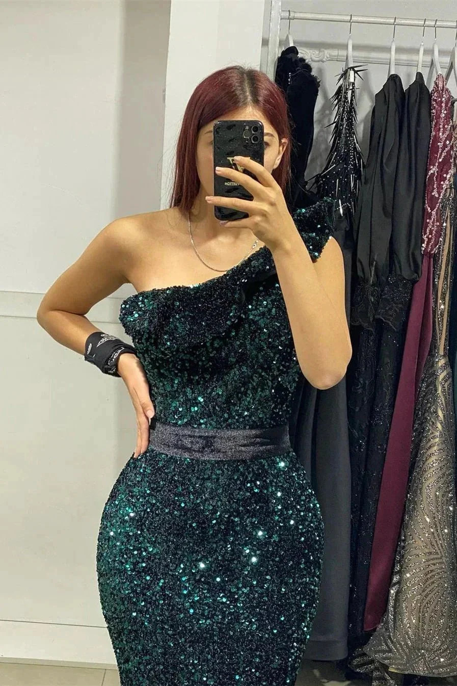 Elegant Long One Shoulder Mermaid Prom Dress With Beading - Image 2