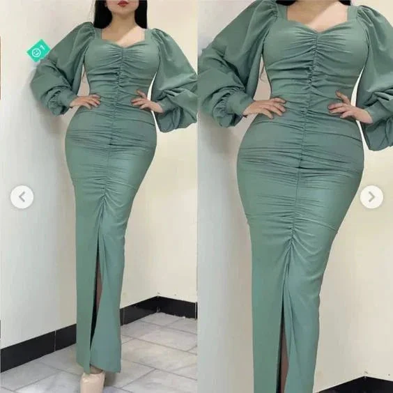 Elegant Long Pleated Evening Dress Fashion Party Gown  Y5643 - Image 2