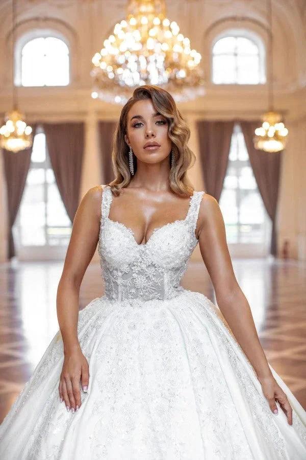 Elegant Long Princess A-line Sleeveless Wedding Dresses With Lace - Image 3