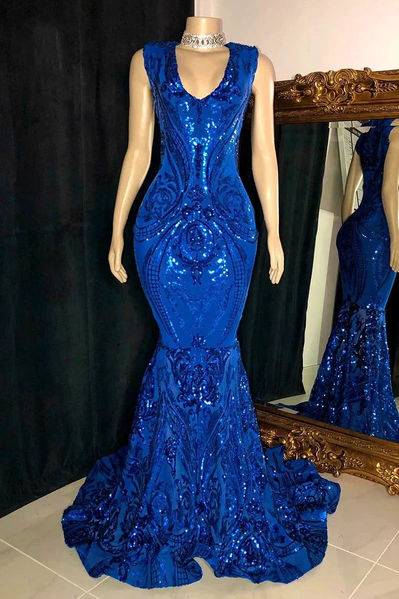 Elegant Long Red Mermaid Sleeveless Prom Dress With Lace - Image 7