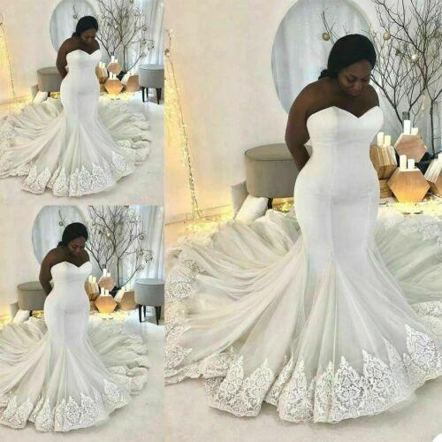 Elegant Long White Sleeveless Lace Sweetheart Mermaid Wedding Dress - Image 2