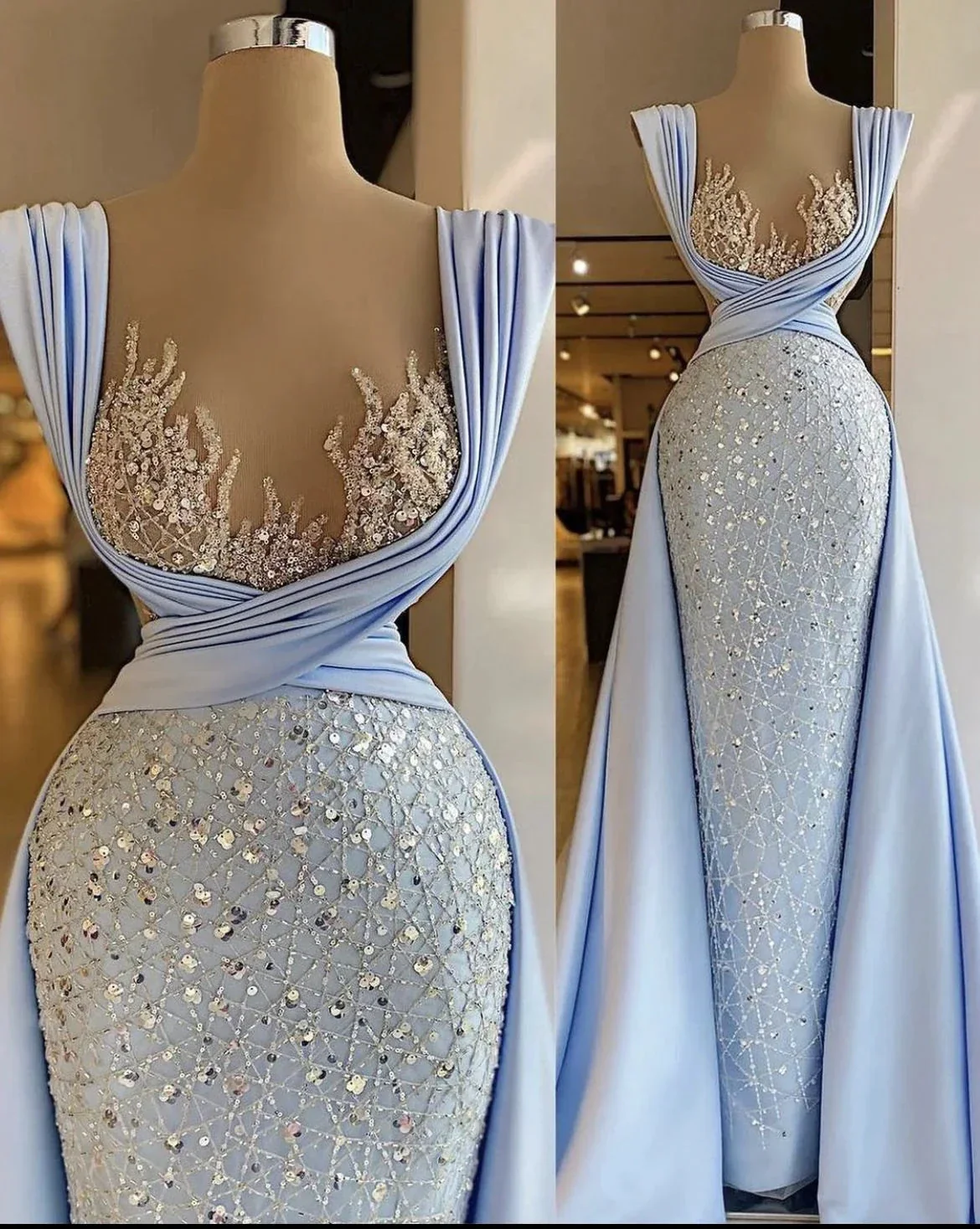 Elegant Luxury Sparkly Prom Dress Sequined Sleeveless Evening Gowns Floor-Length Dress Y4364 - Image 2