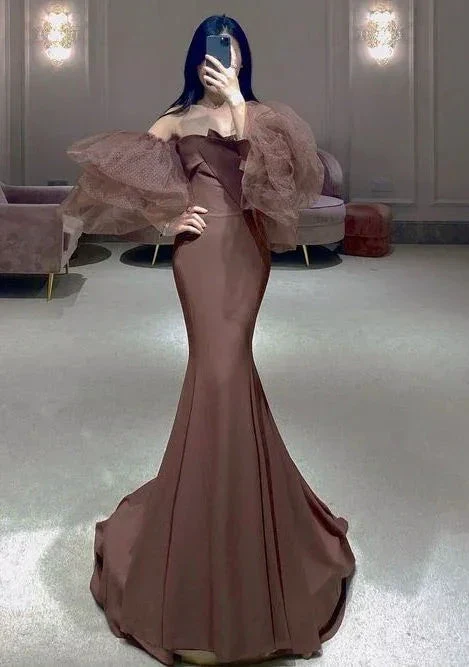 Elegant Mermaid Brown Evening Dress Pageant Dress Y7140 - Image 2