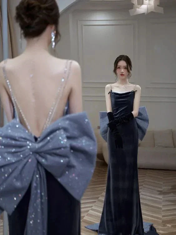 Elegant Mermaid Evening Dress with Bow,Reception Dress,Chic Formal Gown  Y2067 - Image 2