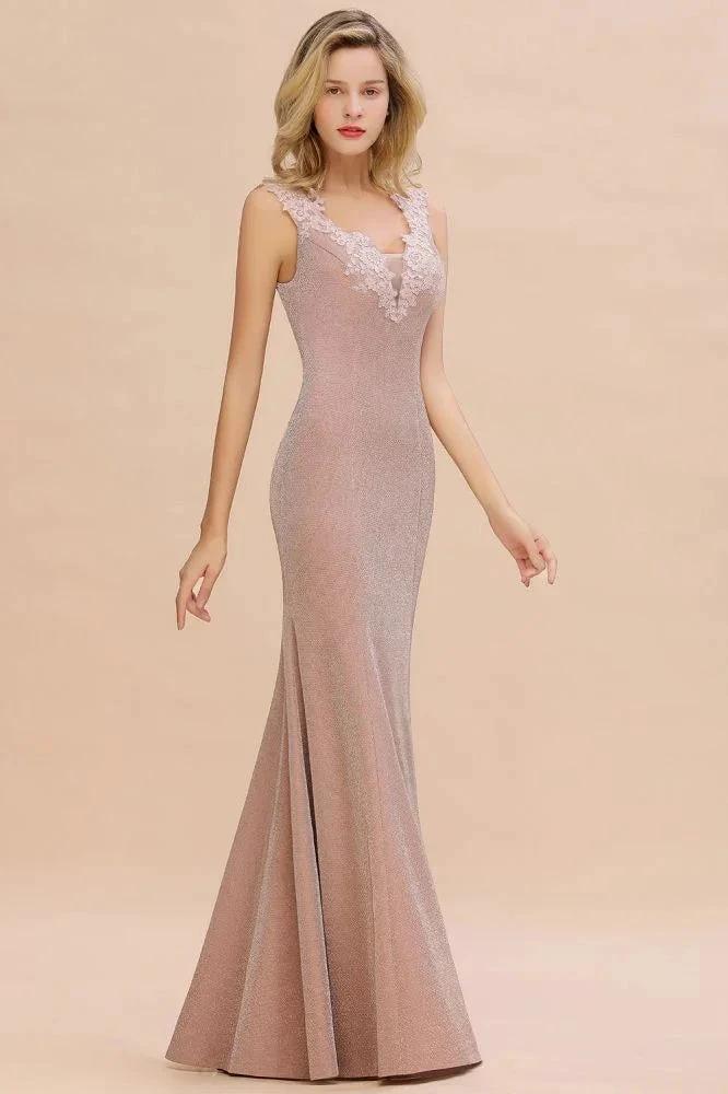 Elegant Mermaid Evening Party Dress Sleeveless V-neck Silk Slim Prom Gown - Image 8