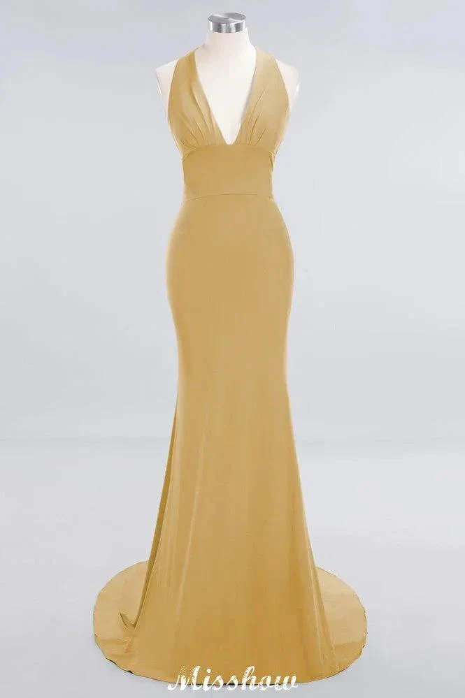 Elegant Mermaid Halter Evening Dress Simple Sleeveless Floor Length Party Gown - Image 10