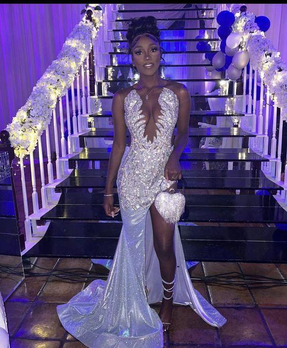 Elegant Mermaid Long Evening Dress With Slit,Sparkly Mermaid Evening Gown Y1368 - Image 2
