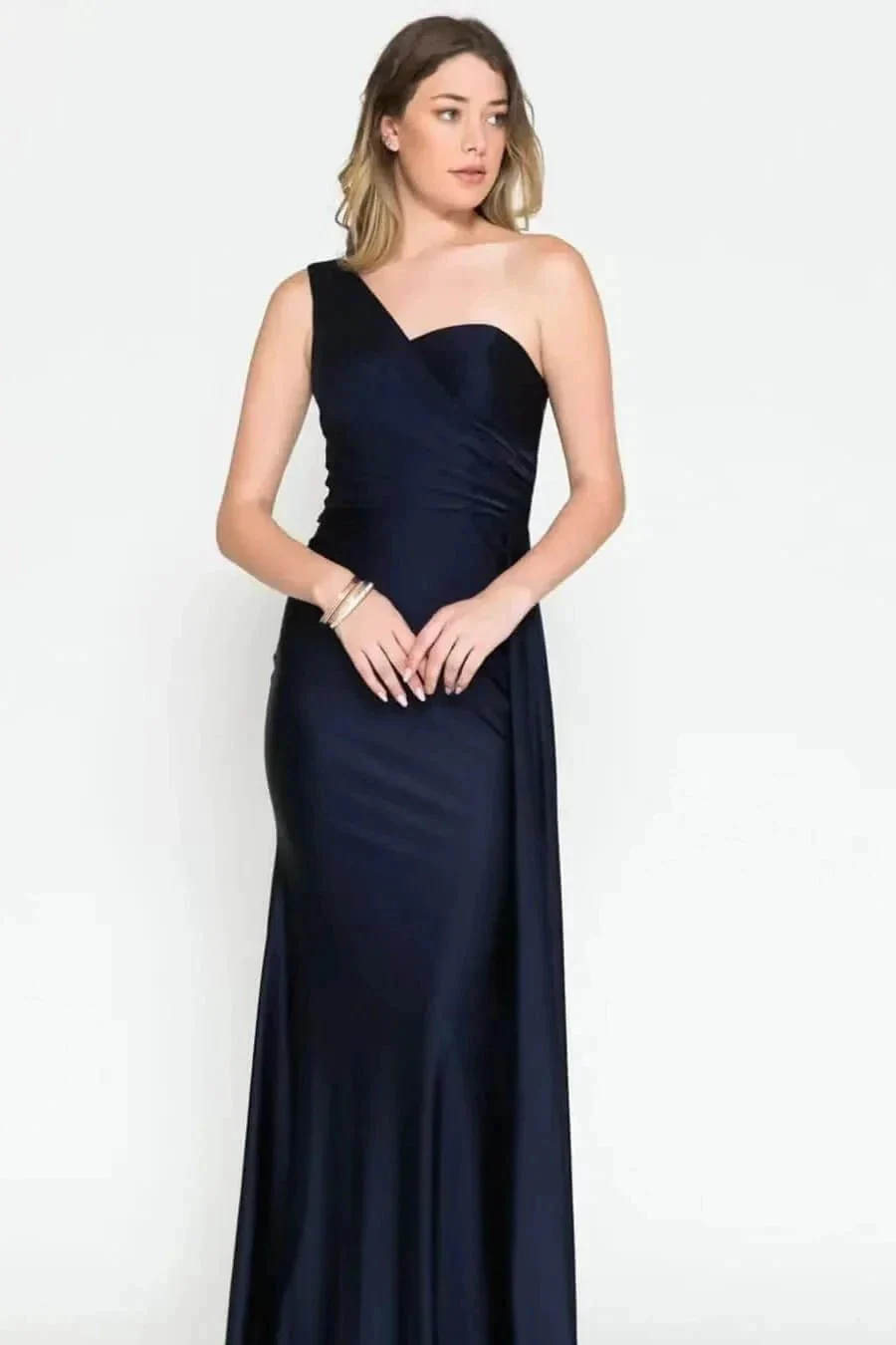 Elegant Mermaid Long One Shoulder Evening Dress with Ruffles - Image 4