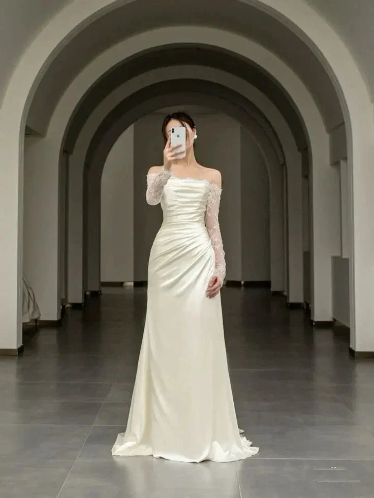 Elegant Mermaid Long Sleeves Wedding Dress,Bridal Dress Y7152 - Image 2
