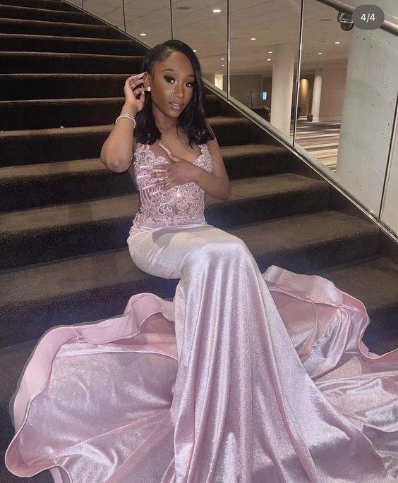 Elegant Mermaid Pink Long Evening Dress,Sexy Pink Evening Gown Y1367 - Image 2