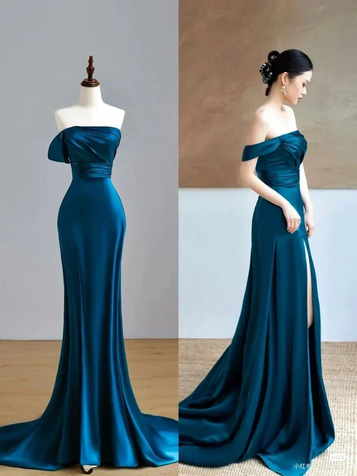 Elegant Mermaid Satin Long Prom Dress Mermaid Evening Dress Pageant Dress Y4552 - Image 2