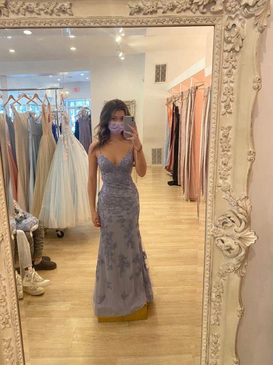 Elegant Mermaid Spaghetti Straps Lace Prom Dress,Charming Evening Dress Y880 - Image 2