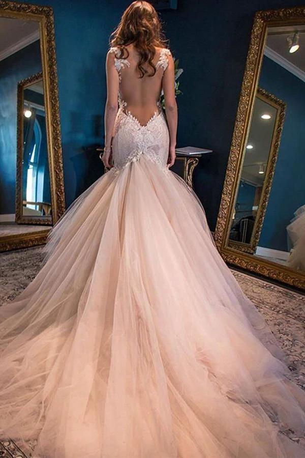 Elegant Mermaid Sweetheart Watteau Train Wedding Dresses WD056 - Image 2