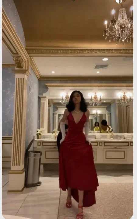 Elegant Mermaid V Neck Long Prom Dress,Classic Burgundy Evening Dress Y1648 - Image 2
