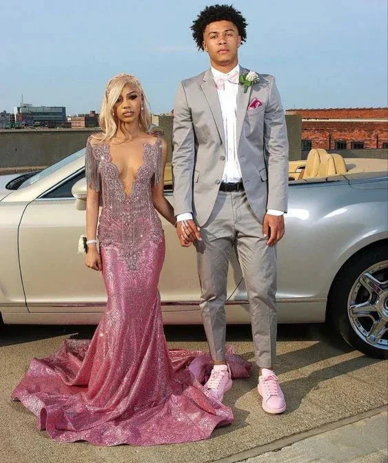Elegant Mermaid V Neck Prom Dress Charming Evening Gown Y6542 - Image 2