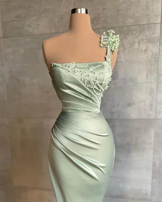 Elegant Mint Long Simple Mermaid Prom Dresses - Image 2