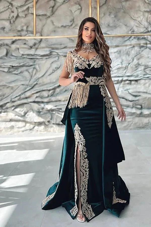 Elegant Off The Shoulder V-Neck Mermaid Evening Dress with Applique - Image 5