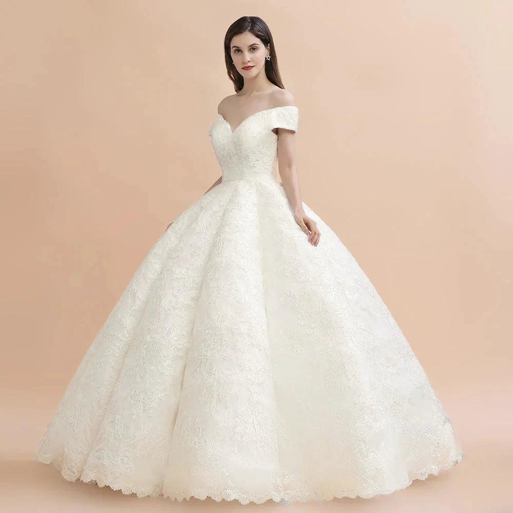 Elegant Off-the-Shoulder White Lace Appliques Bridal Gowns Wedding Dress - Image 6