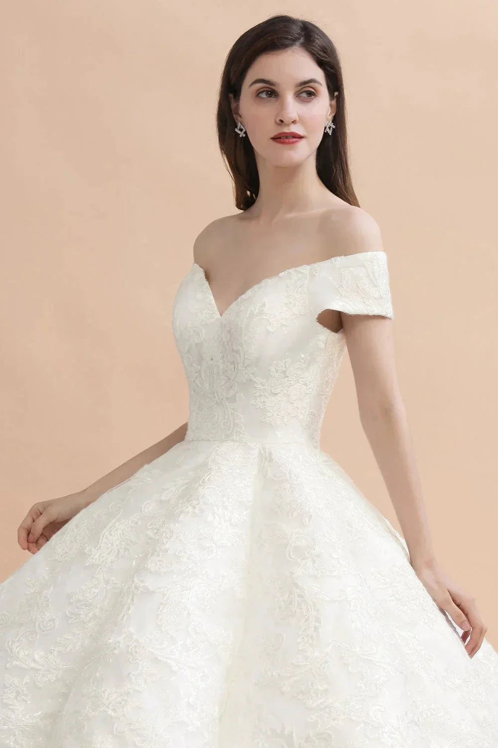 Elegant Off-the-Shoulder White Lace Appliques Bridal Gowns Wedding Dress - Image 7