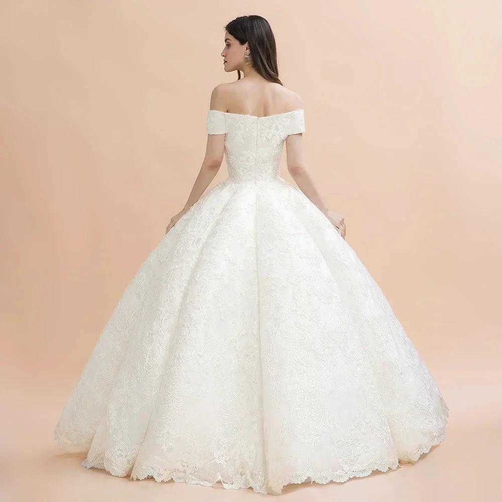 Elegant Off-the-Shoulder White Lace Appliques Bridal Gowns Wedding Dress - Image 8