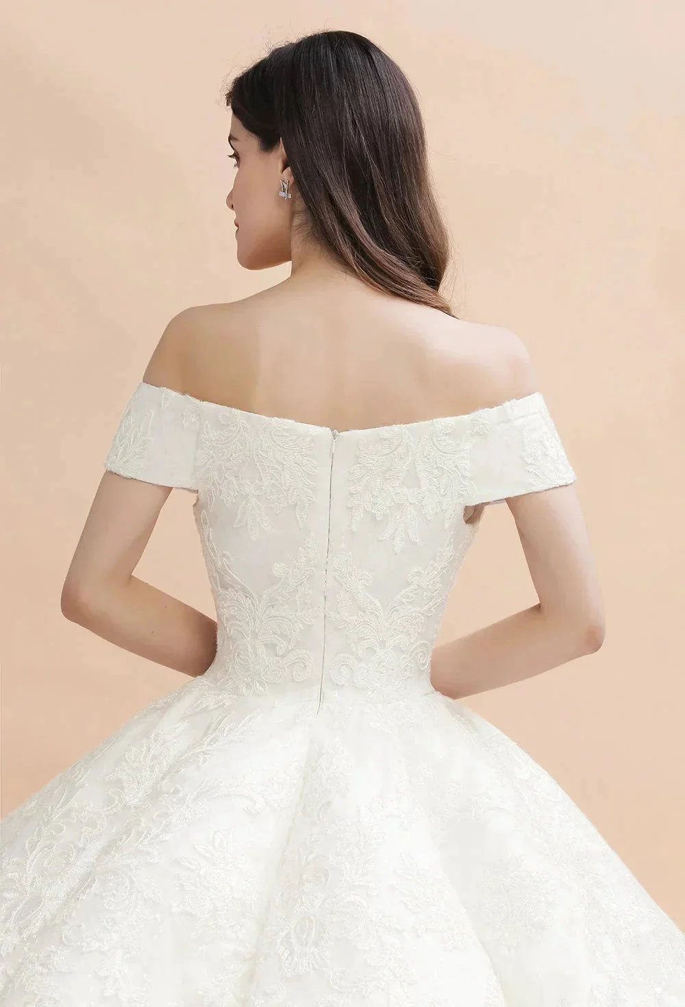 Elegant Off-the-Shoulder White Lace Appliques Bridal Gowns Wedding Dress - Image 9