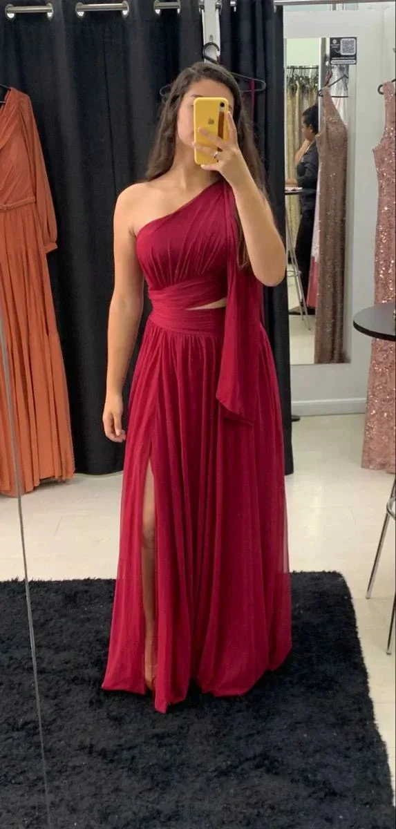 Elegant One Shoulder A-line Evening Dress Wedding Guest Dress Y5779 - Image 2