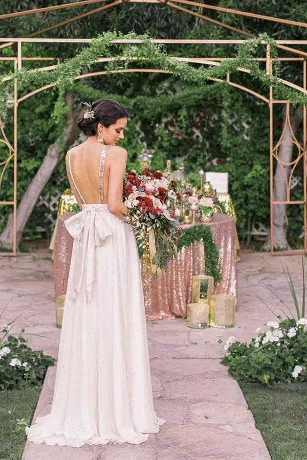 Elegant Open Back V Neck With Bowknot Bridesmaid Dresses  BD112 - Image 2