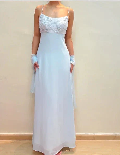 Elegant Pastel Blue Straps Chiffon Appliques Beaded Prom Evening Dress Y8142 - Image 3