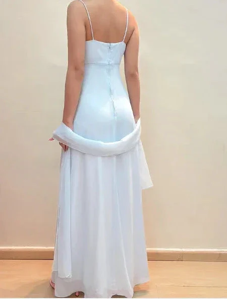 Elegant Pastel Blue Straps Chiffon Appliques Beaded Prom Evening Dress Y8142 - Image 4