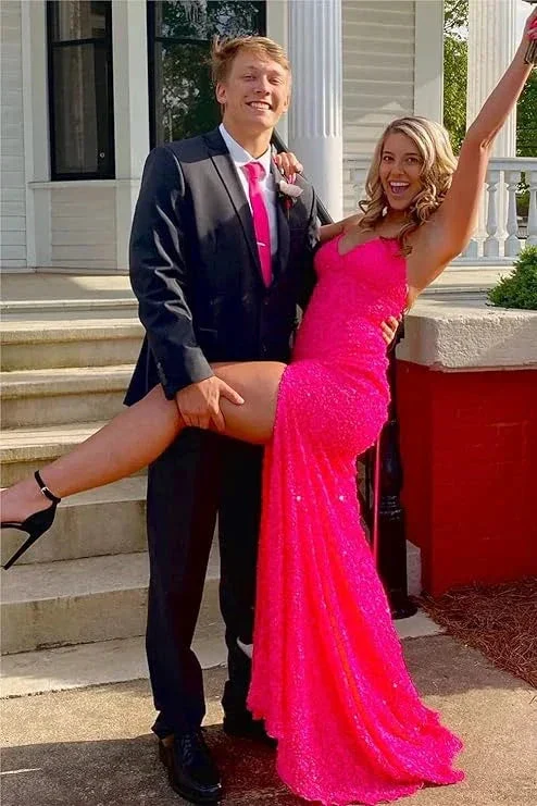 Elegant Pink Mermaid Prom Dress Pink Evening Dress Y7386 - Image 6