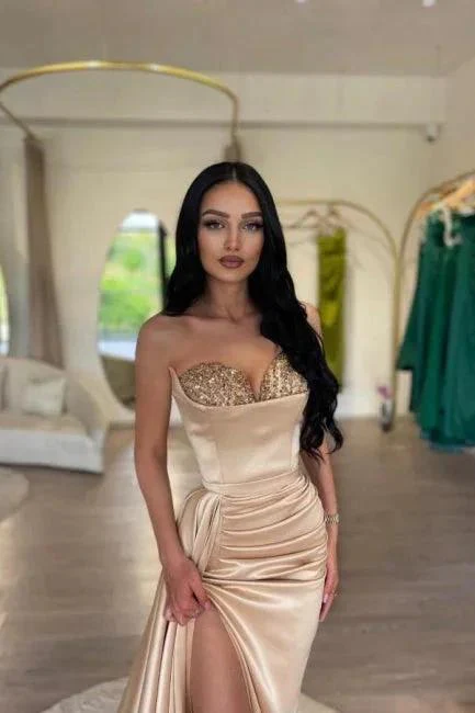 Elegant Pink mermaid sexy high split Prom Dress - Image 2