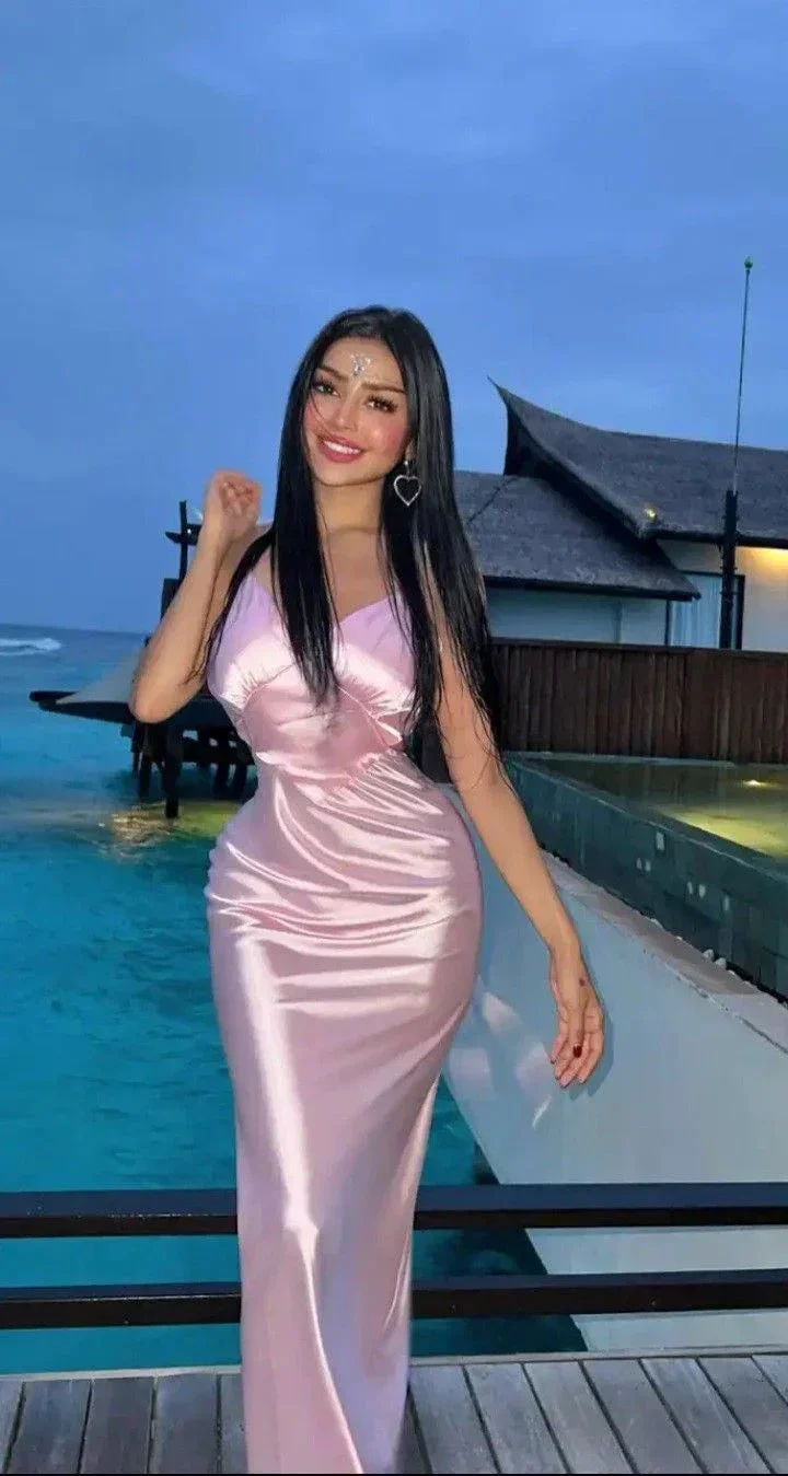 Elegant Pink Spaghetti Straps V Neck Evening Dress,Pink Evening Gown Y5663 - Image 3