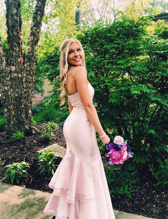 Elegant Pink Strapless Mermaid Prom Dress,Charming Evening Dress Y1469 - Image 2