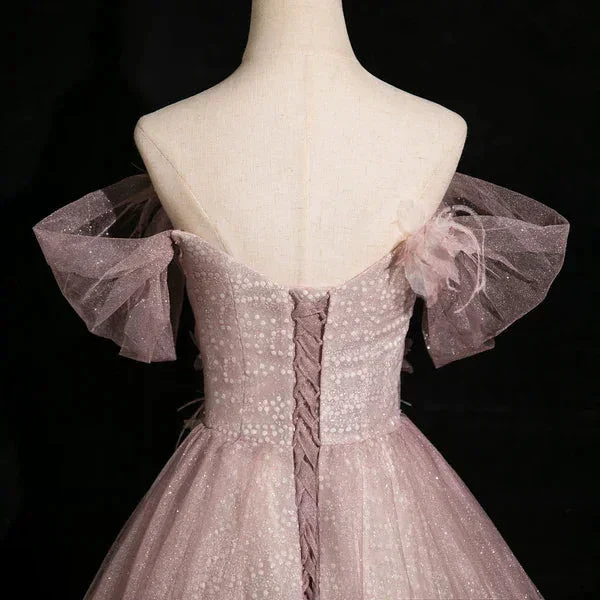 Elegant Pink Tulle Sequins Ball Gown Butterfly Appliques Formal Evening Dress Y7996 - Image 4