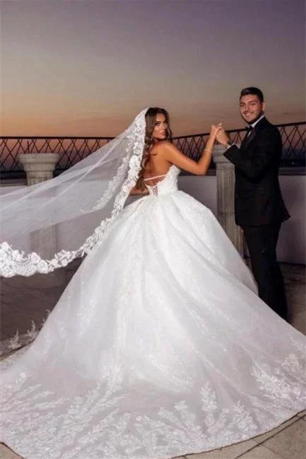Elegant Princess A-line Sleeveless Appliques Backless Wedding Dress - Image 2