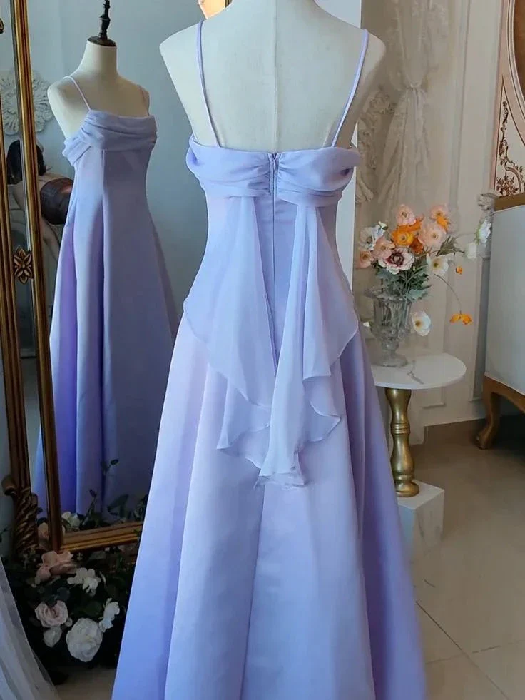 Elegant Purple Spaghetti Straps Prom Dress Fairy Formal Party Gown Evening Dress Y7554 - Image 3