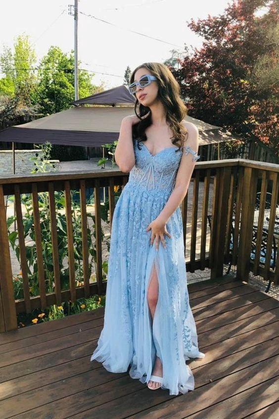 Mariana |A-line Sweetheart Lace Tulle Prom Dress with Slit - Image 10