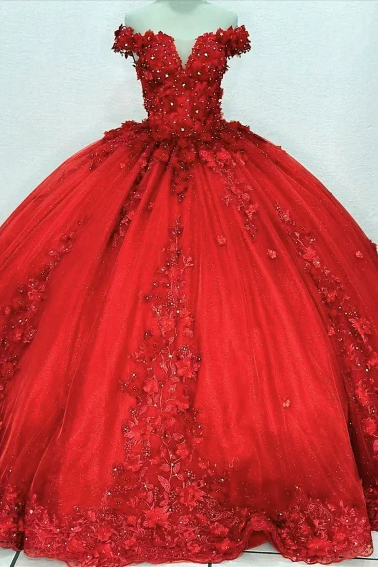Elegant Red Appliques Quinceanera Dresses Ball Gown For 15th Birthday Party Y4265 - Image 2