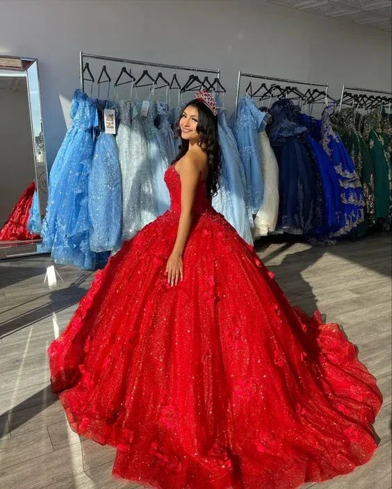 Elegant Red Ball Gown Quinceanera prom Dress For Sweet 16  Y2059 - Image 2
